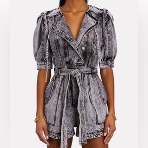 Ulla Johnson Carmine Acid Wash denim romper